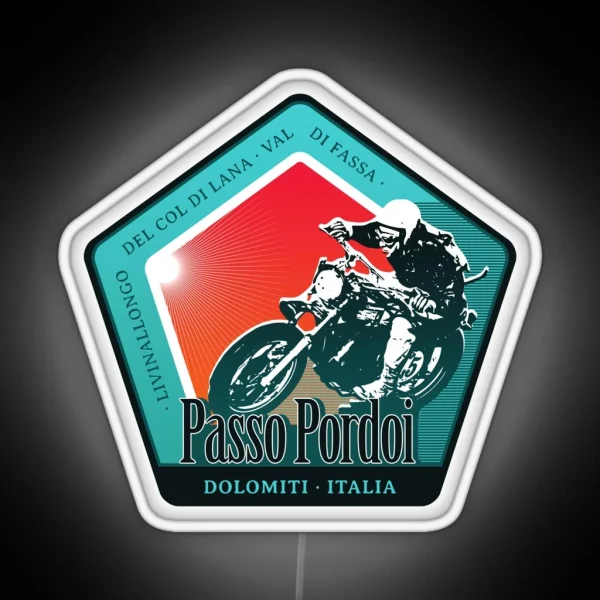 Passo Pordoi Italy Retro Motorcycle Led Led RGB Neon Sign