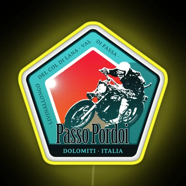 Passo Pordoi Italy Retro Motorcycle Led Led RGB Neon Sign