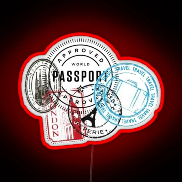 Passport Stamps RGB Neon Sign