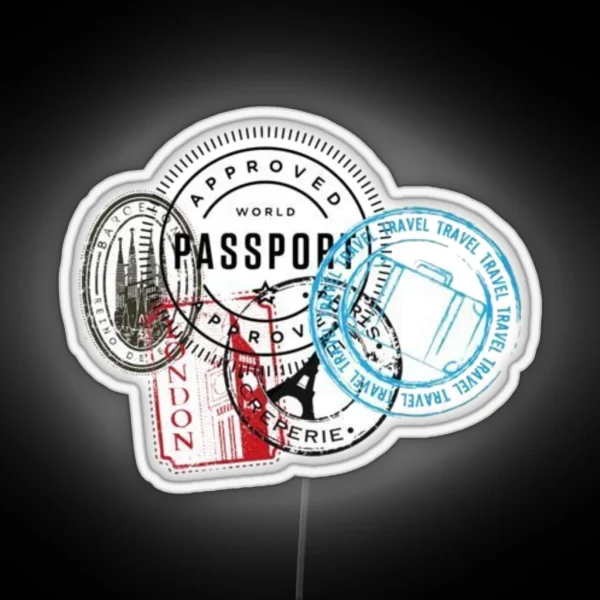 Passport Stamps RGB Neon Sign