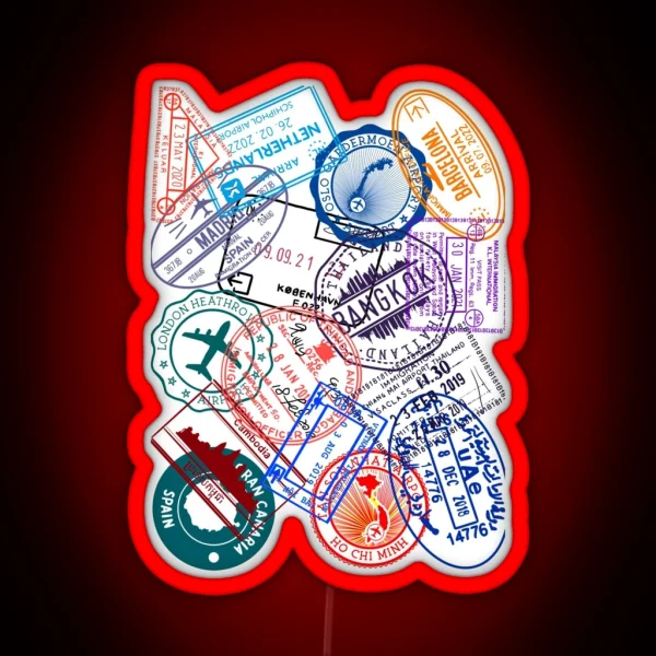 Passport Visa Stamps RGB Neon Sign