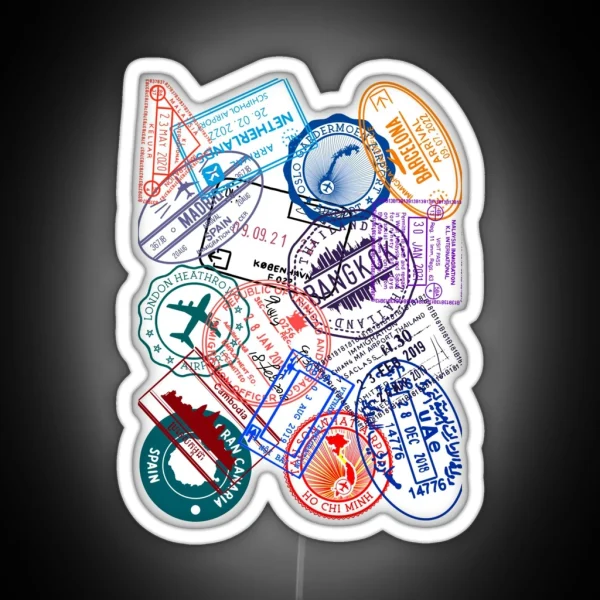 Passport Visa Stamps RGB Neon Sign