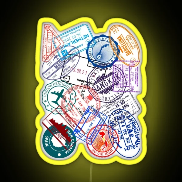 Passport Visa Stamps RGB Neon Sign