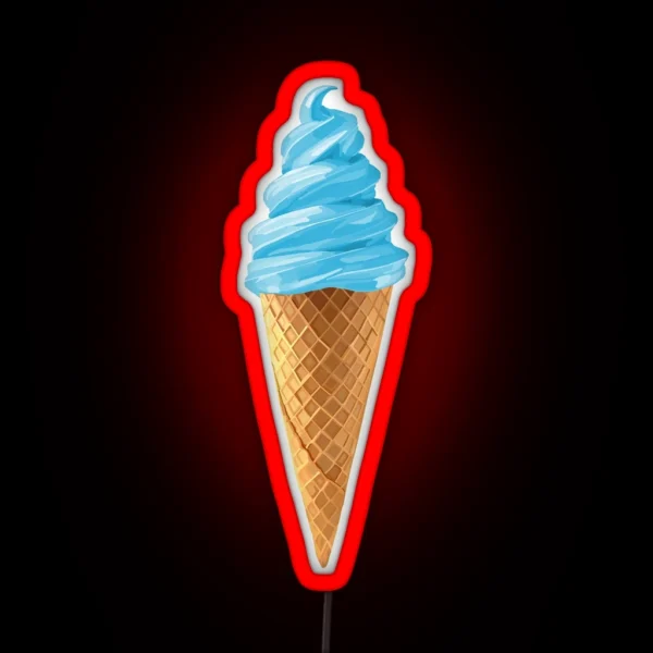 Pastel Blue Soft Serve Ice Cream Cone RGB Neon Sign