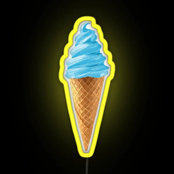 Pastel Blue Soft Serve Ice Cream Cone RGB Neon Sign