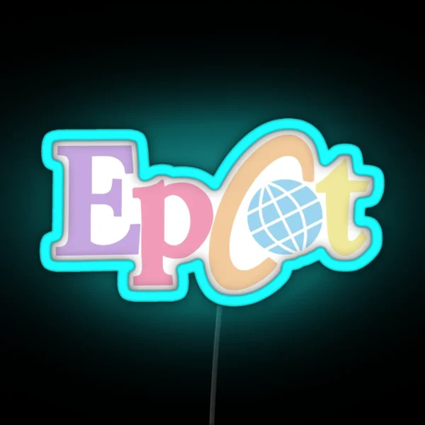 Pastel Old Epcot Logo RGB Neon Sign
