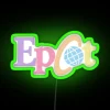 Vintage pastel color Epcot themed nostalgic retro style neon sign