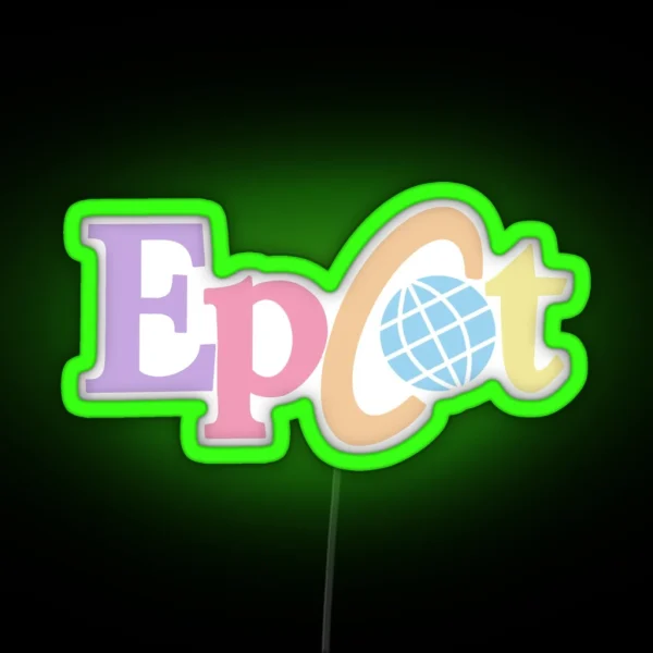 Pastel Old Epcot Logo RGB Neon Sign