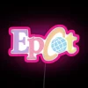 Vintage Retro Disney Epcot Neon Sign with Pastel Hues