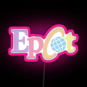 Pastel Old Epcot Logo RGB Neon Sign