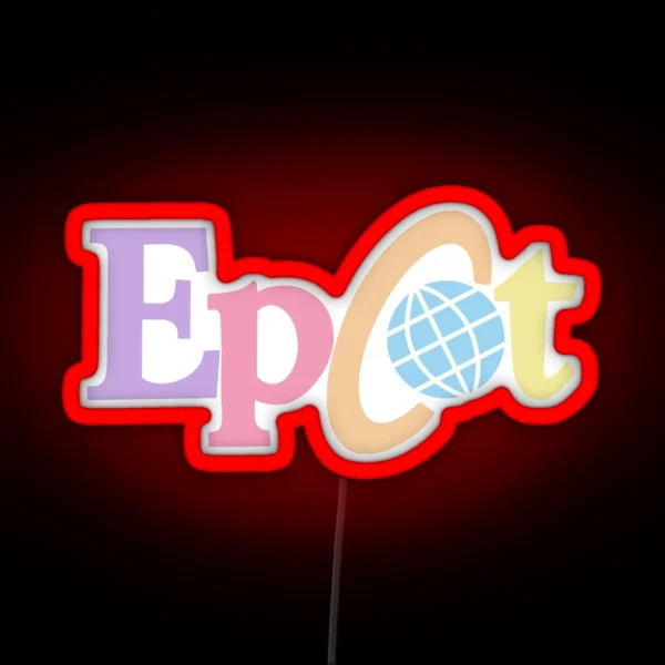 Pastel Old Epcot Logo RGB Neon Sign