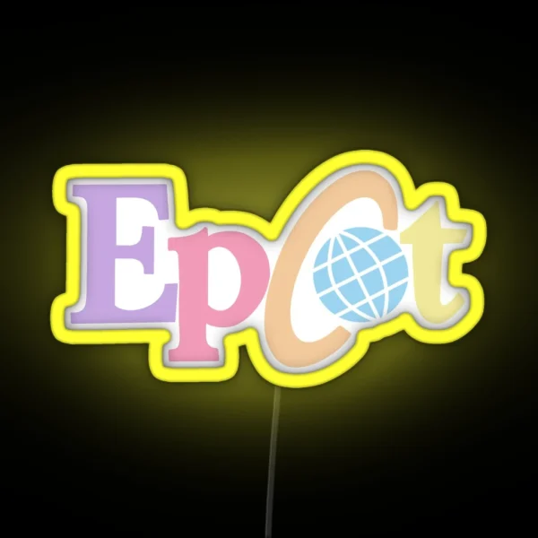 Pastel Old Epcot Logo RGB Neon Sign