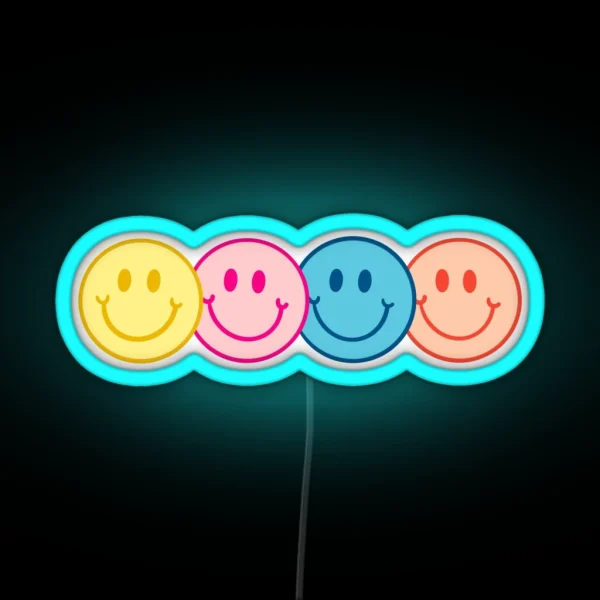 Pastel Smiley Faces RGB Neon Sign