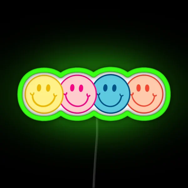 Pastel Smiley Faces RGB Neon Sign