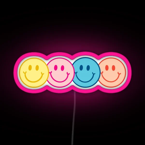 Pastel Smiley Faces RGB Neon Sign