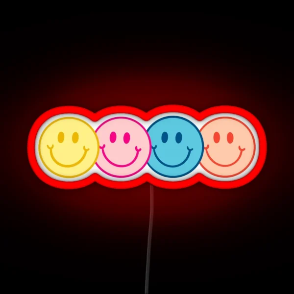 Pastel Smiley Faces RGB Neon Sign