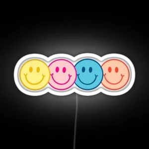 Pastel Smiley Faces RGB Neon Sign