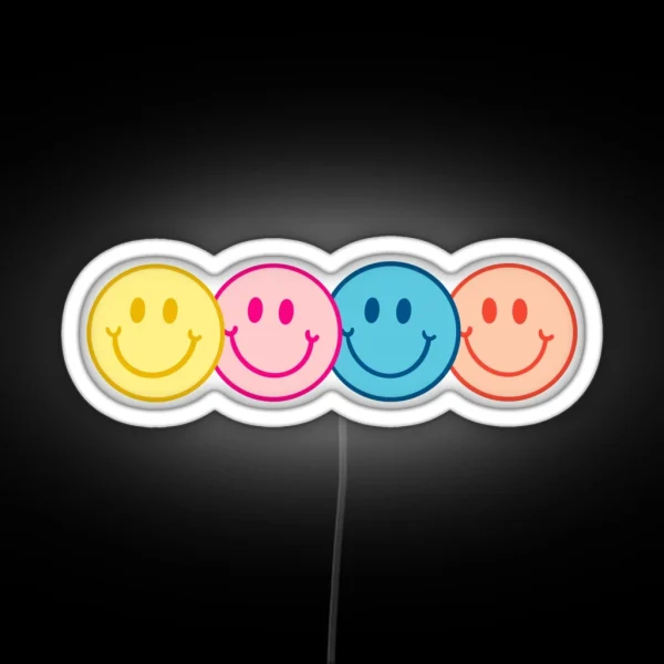Pastel Smiley Faces RGB Neon Sign
