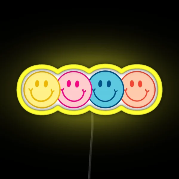 Pastel Smiley Faces RGB Neon Sign