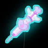 Pastel colored glow neon sign artwork with vibrant syringe design