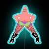 Patrick's iconic character neon sign with colorful heel accent lighting