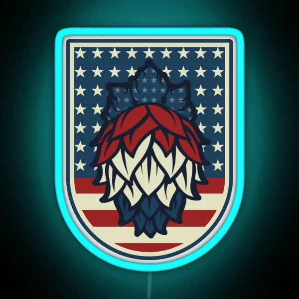 Patriotic Hops Craft Beer American Flag RGB Neon Sign