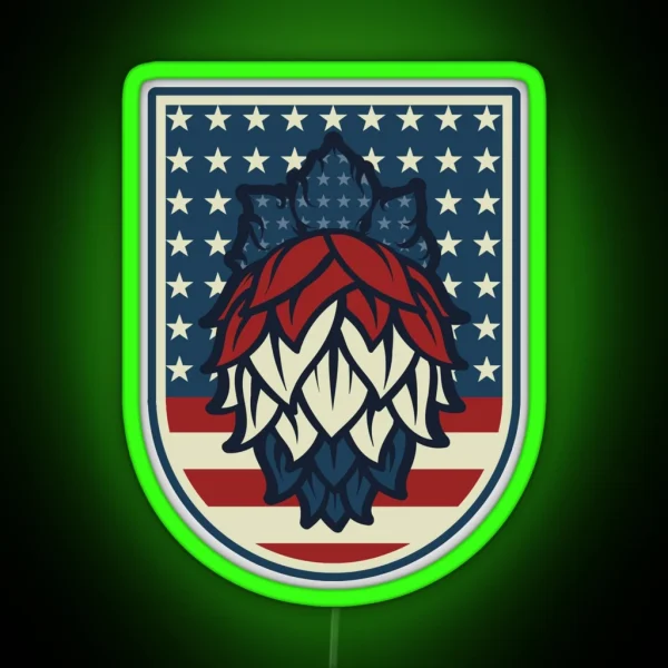 Patriotic Hops Craft Beer American Flag RGB Neon Sign