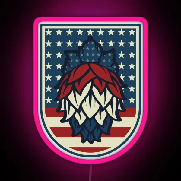 Patriotic Hops Craft Beer American Flag RGB Neon Sign