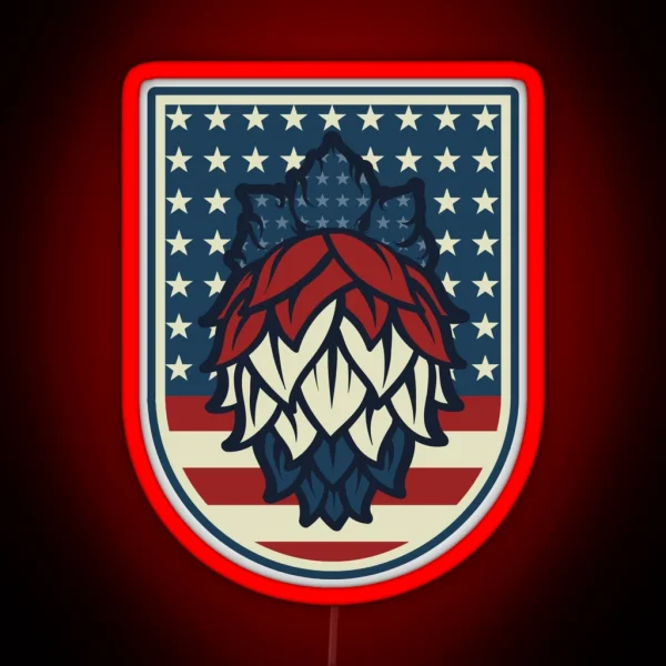Patriotic Hops Craft Beer American Flag RGB Neon Sign