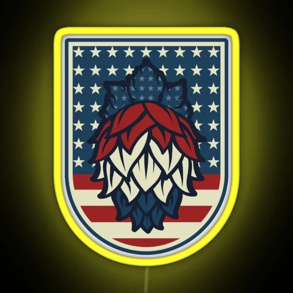 Patriotic Hops Craft Beer American Flag RGB Neon Sign