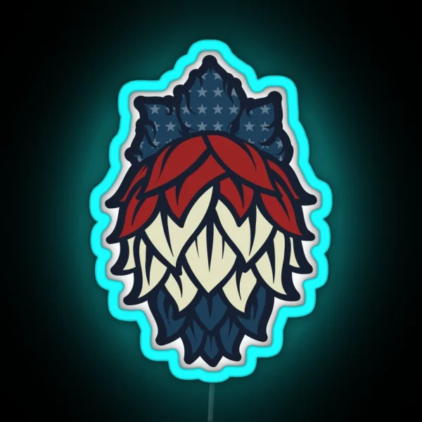 Patriotic Hops Craft Beer Yo RGB Neon Sign