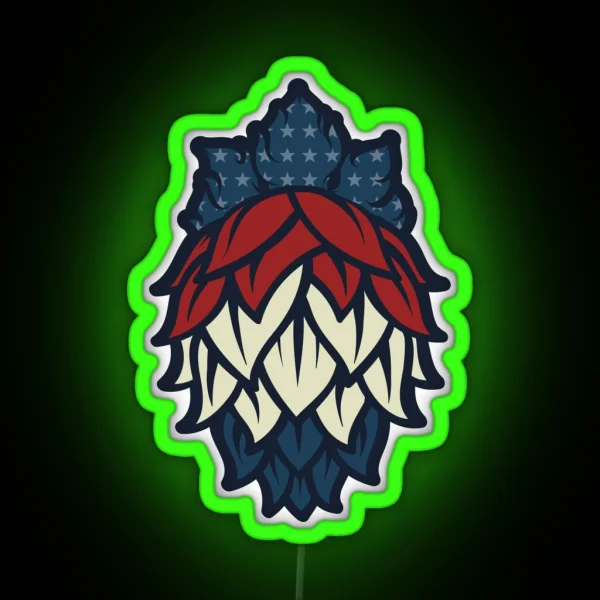 Patriotic Hops Craft Beer Yo RGB Neon Sign