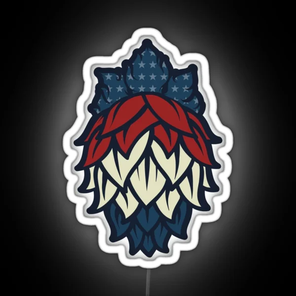Patriotic Hops Craft Beer Yo RGB Neon Sign