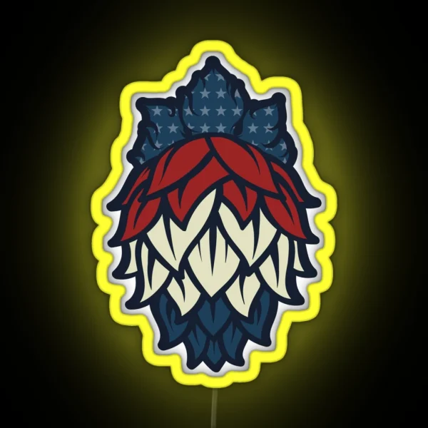 Patriotic Hops Craft Beer Yo RGB Neon Sign
