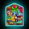 Vintage stained glass window-inspired colorful neon light decorative home decor