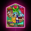 Customizable Patterns of Vibrant Stained Glass Window RGB Neon Sign Artwork
