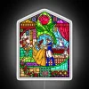 Vibrant stained glass-inspired patterns in colorful RGB LED neon lighting