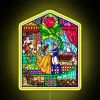 Color Changing LED Sign with Vibrant Stained Glass Window Pattern Simulation