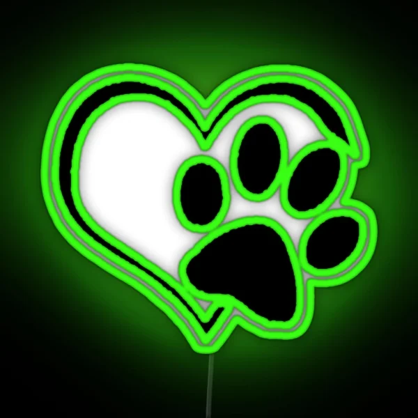 Paw Print With Heart RGB Neon Sign