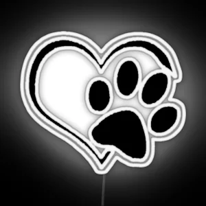 Paw Print With Heart RGB Neon Sign