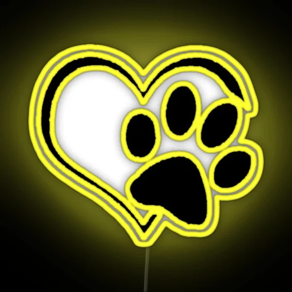 Paw Print With Heart RGB Neon Sign