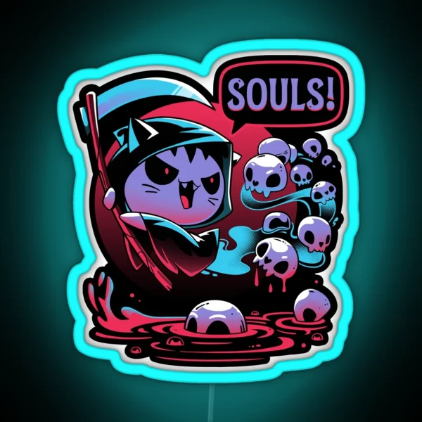 Paws Of Death Evil Cat Reaper RGB Neon Sign