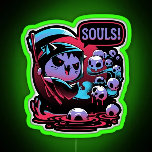Paws Of Death Evil Cat Reaper RGB Neon Sign