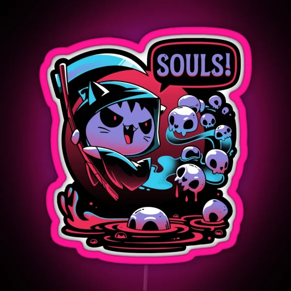 Paws Of Death Evil Cat Reaper RGB Neon Sign