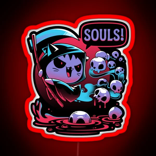 Paws Of Death Evil Cat Reaper RGB Neon Sign