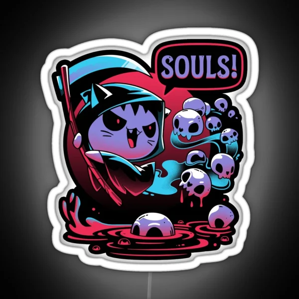 Paws Of Death Evil Cat Reaper RGB Neon Sign