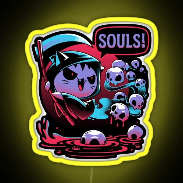 Paws Of Death Evil Cat Reaper RGB Neon Sign