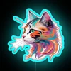 Brighten Up Your Home with Vibrant Hand-Painted Feline Neon Artwork
