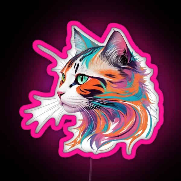 Pawsitively Colorful A Bright And Cute Cat Portrait RGB Neon Sign