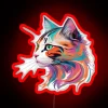 Cute colorful cat portrait radiant glow wall decorative light sign